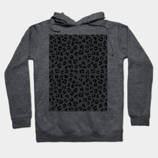 Black and Charcoal Grey Leopard Cheetah Spots Print Hoodie